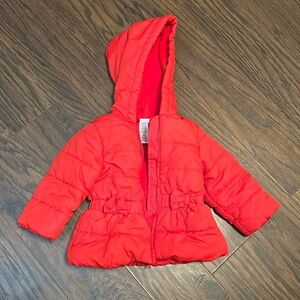 Red. Toddler girl jacket. Size 12m. Gently worn.